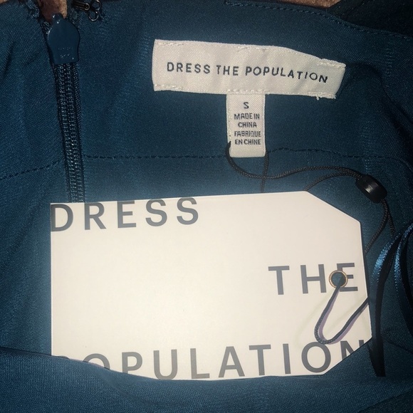 Dress the Population Vanessa Plunging Halter Bodycon Midi Dress Peacock Blue S - Picture 10 of 12